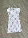 Robe blanche à pois noirs et liens latéraux