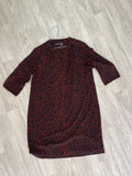 Robe noire à pois orange manches 3/4