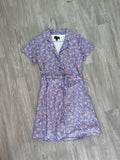 Robe chemise fleurie bleu lavande