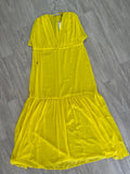 Robe jaune fluide épaules dénudées à volants - Oasis