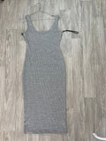 Robe longue grise chinée dos nageur à bretelles réglables
