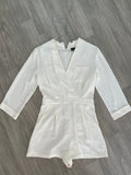Combinaison blanche col châle manches longues - Topshop