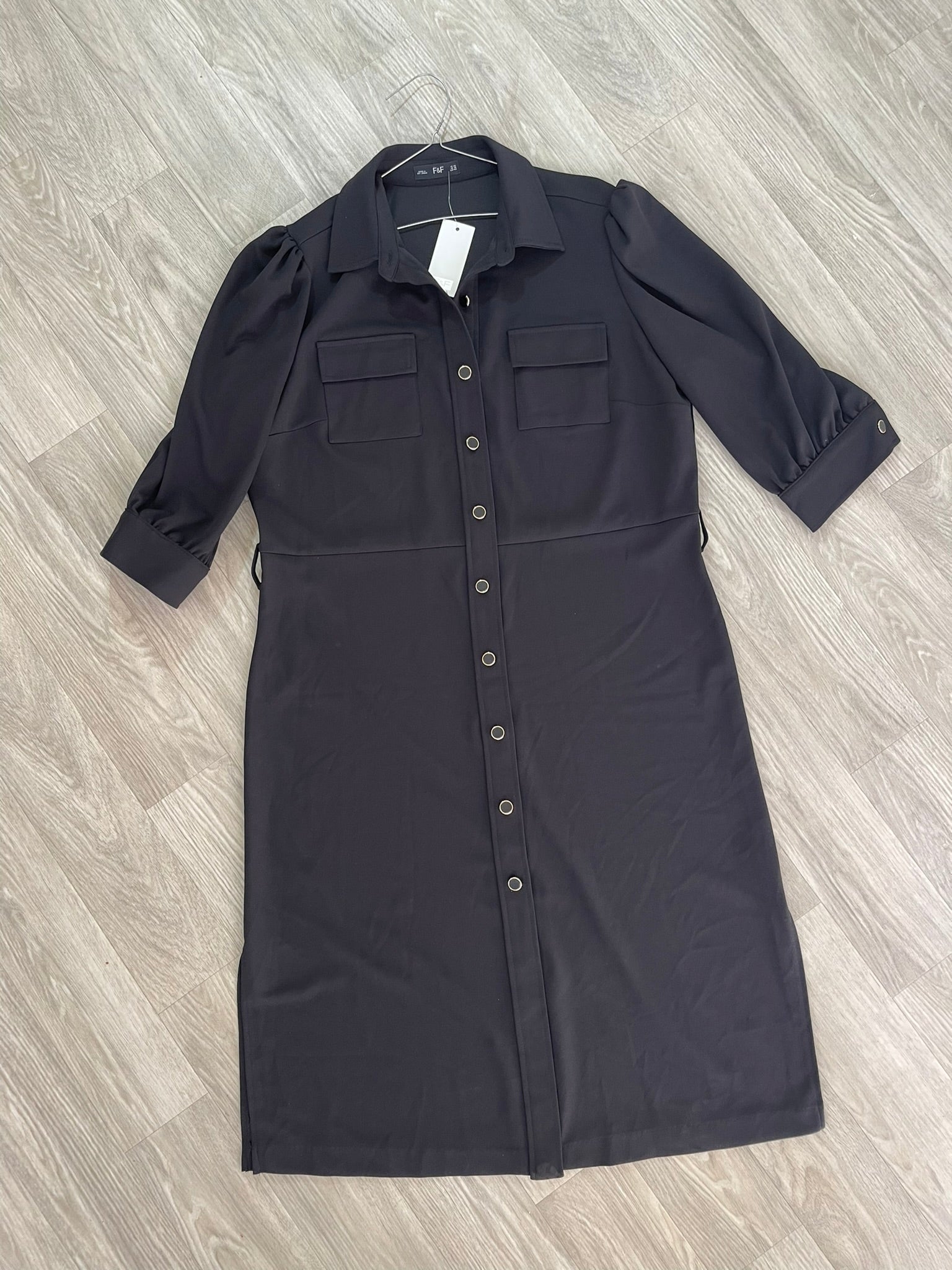 Robe trench mi-longue bleu marine à ceinture et boutons pression - F&F