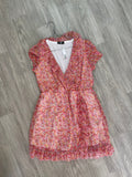 Robe courte fleurie rose et corail à volants - Tally Weijl