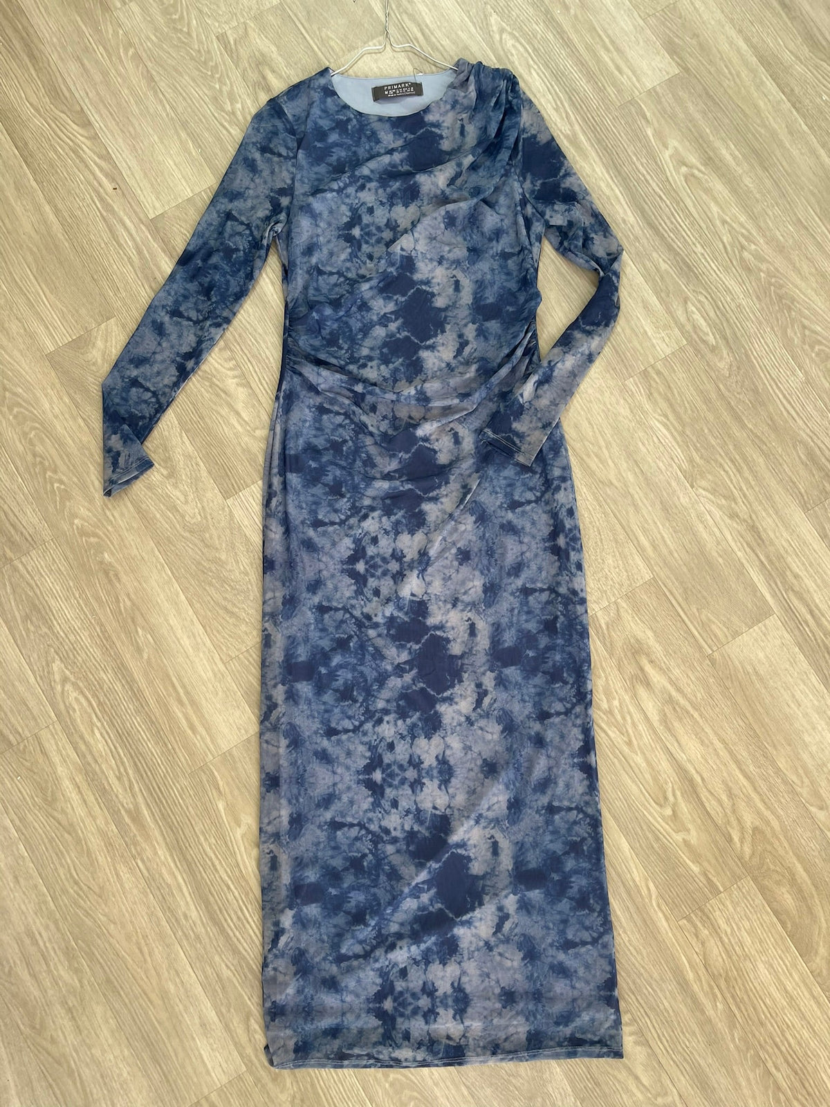 Robe longue bleue effet tie-dye, manches longues - Primark