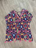 Robe imprimé aztèque multicolore à pompons et bande pailletée