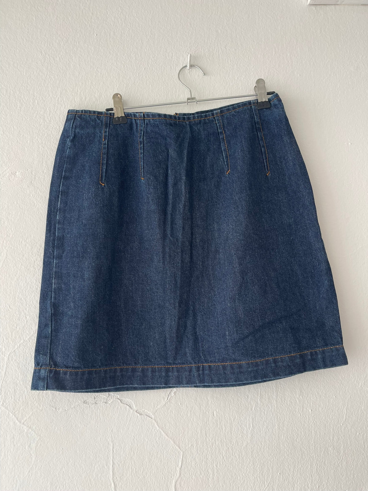 Jupe en jean crayon bleue, coupe genou Taille M