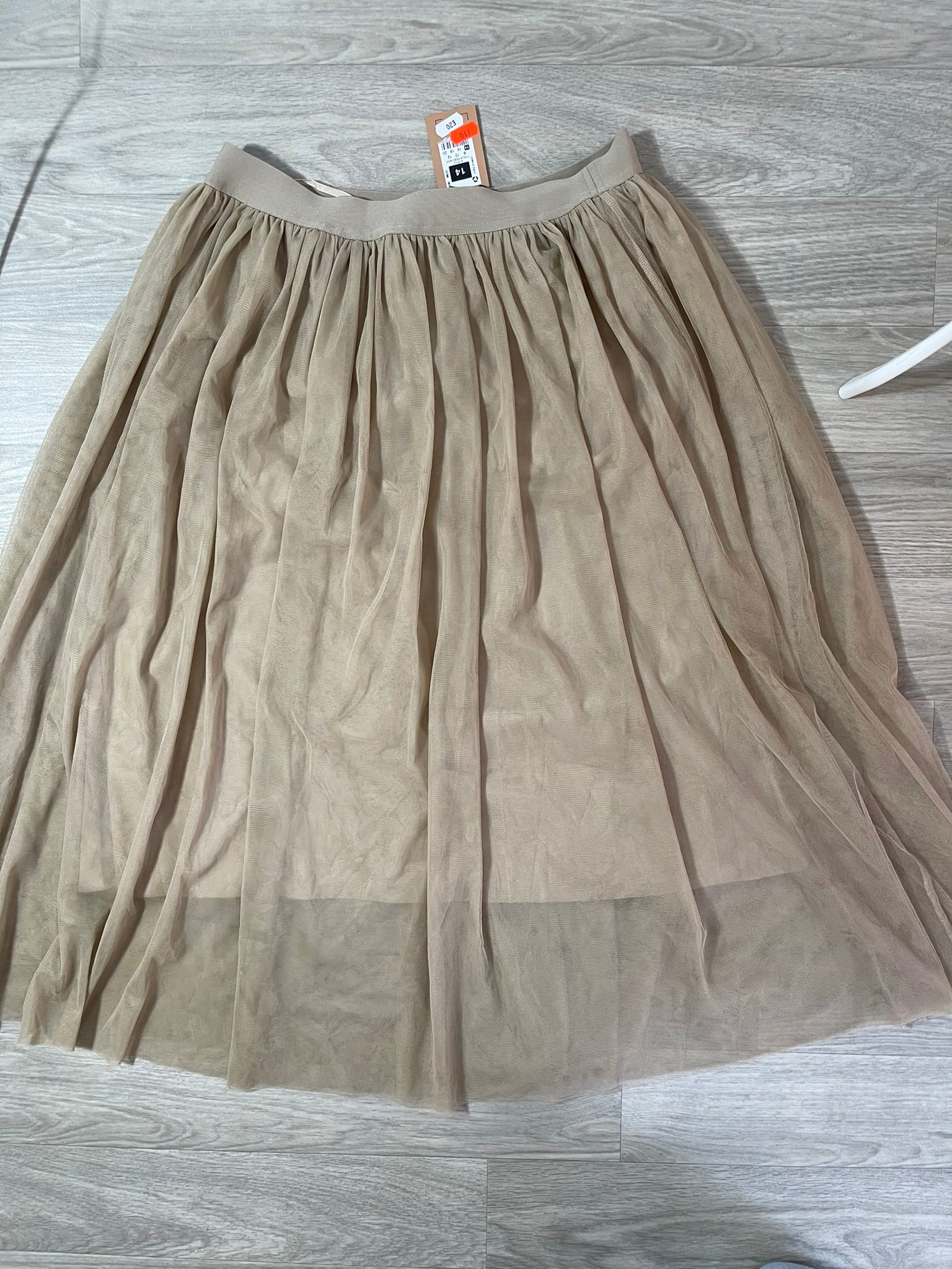 Jupe midi tulle taupe plissée