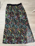 Jupe longue imprimé léopard multicolore