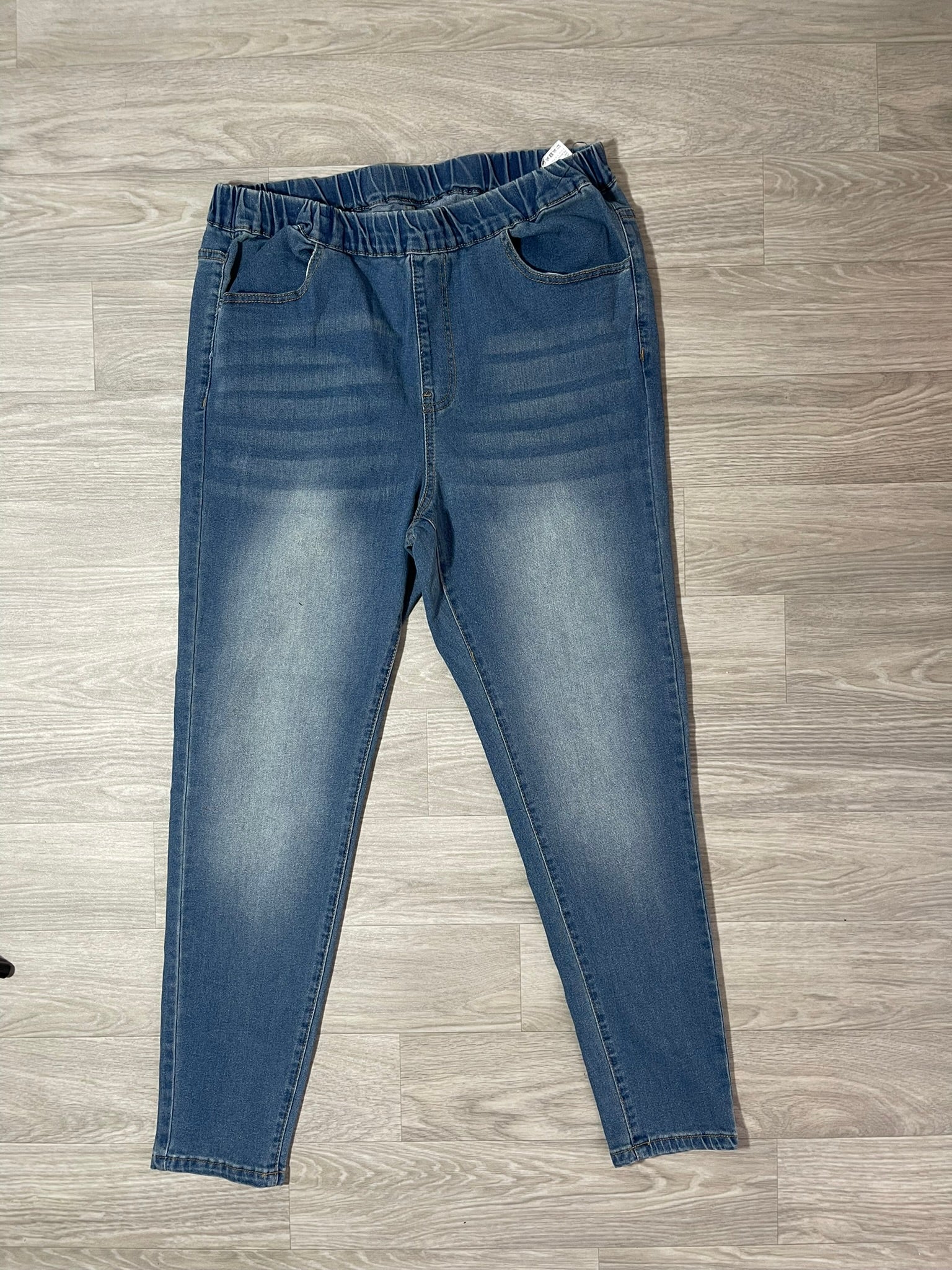 Jean jegging bleu délavé taille élastique