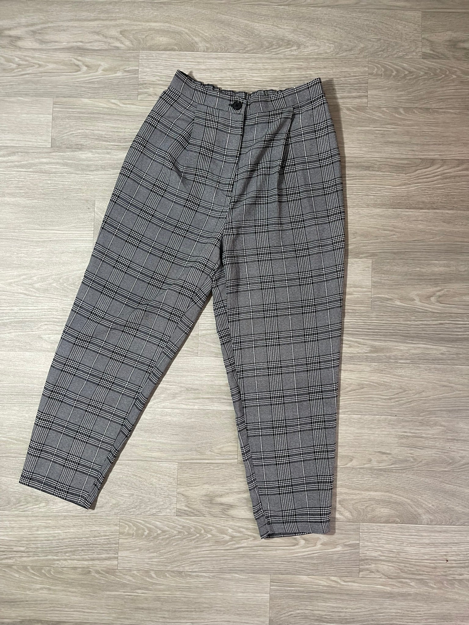 Pantalon à carreaux Prince de Galles noir et blanc