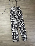 Pantalon slim imprimé zèbre à liens