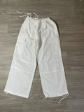 Pantalon blanc ample taille cordon