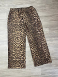 Pantalon large imprimé léopard marron