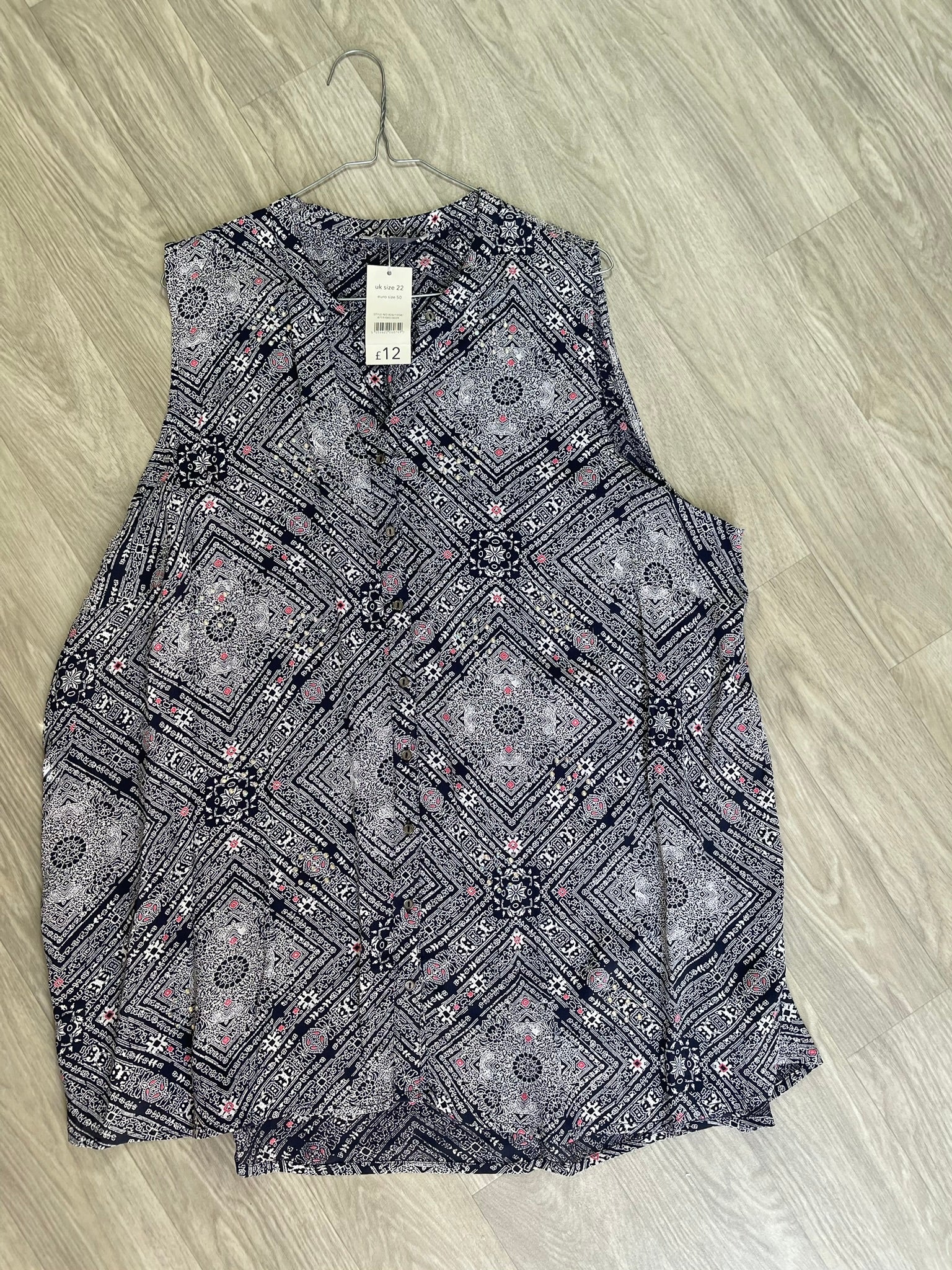 Blouse sans manches imprimé bandana marine