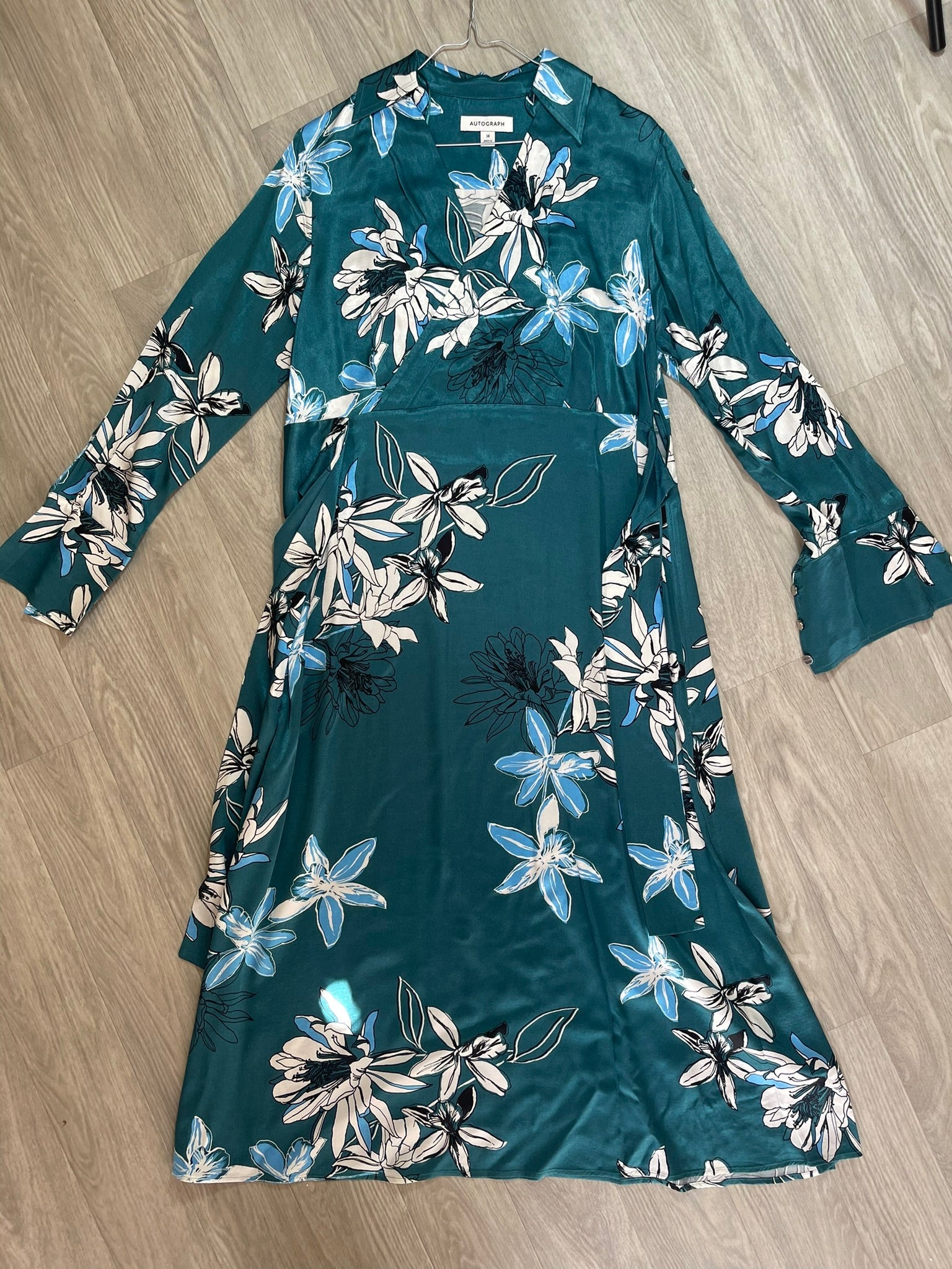 Robe fleurie vert canard Autograph