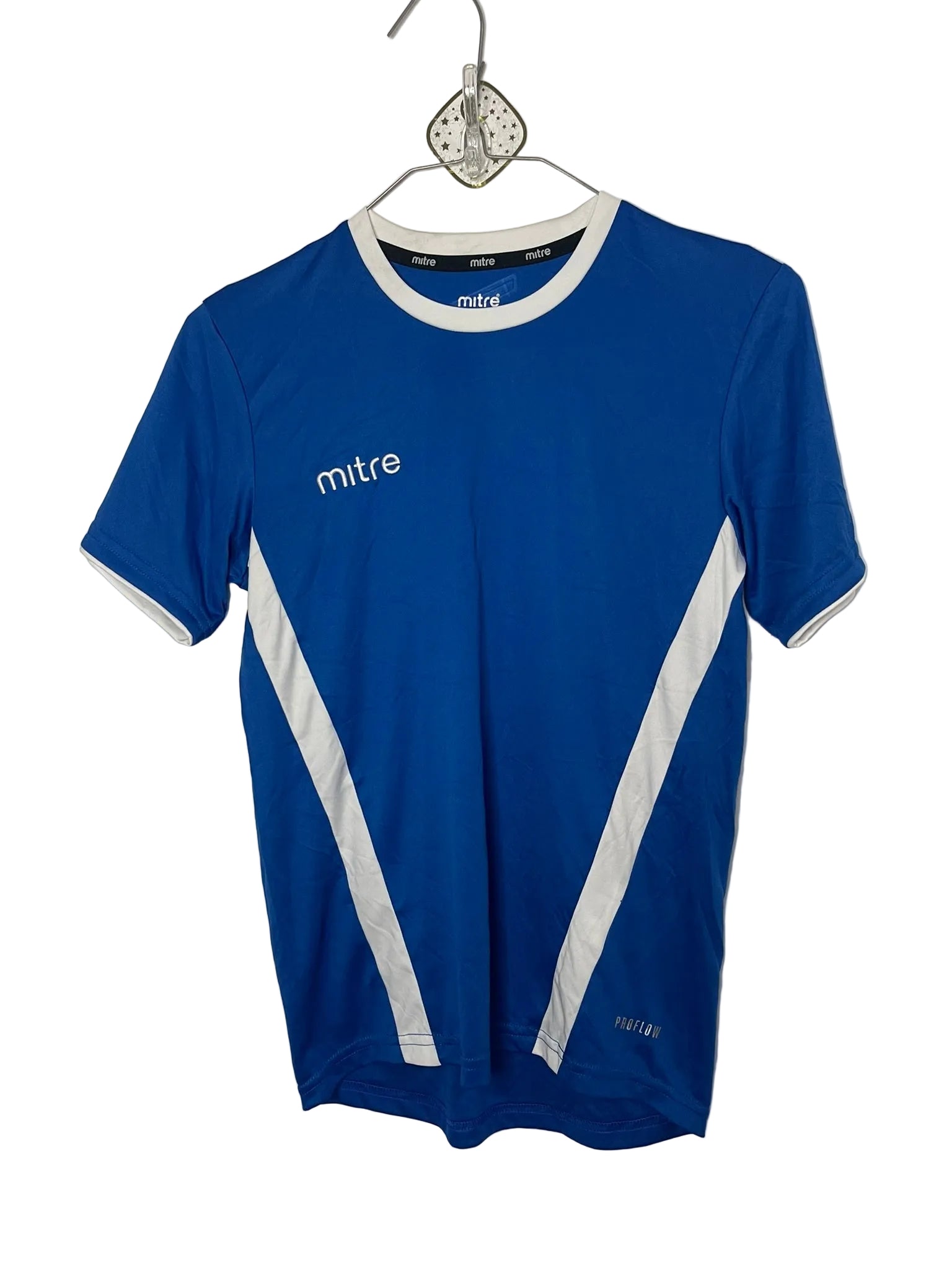 Maillot Mitre sport garçon – Bleu roi bandes V blanches