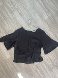 Top noir satiné nouage devant Primark