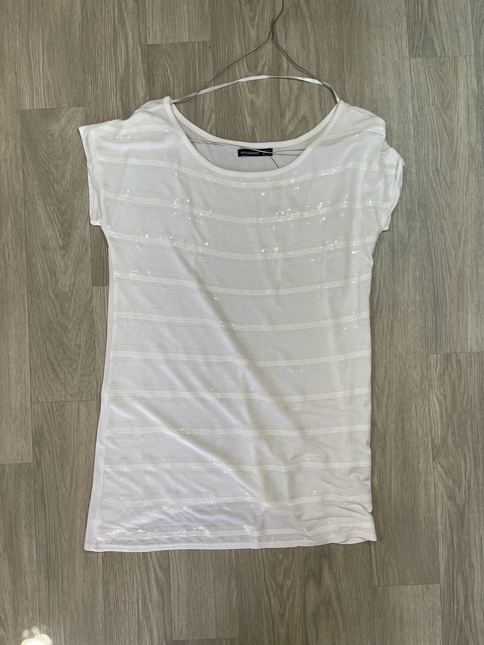 T-shirt blanc rayé pailleté Atmosphere