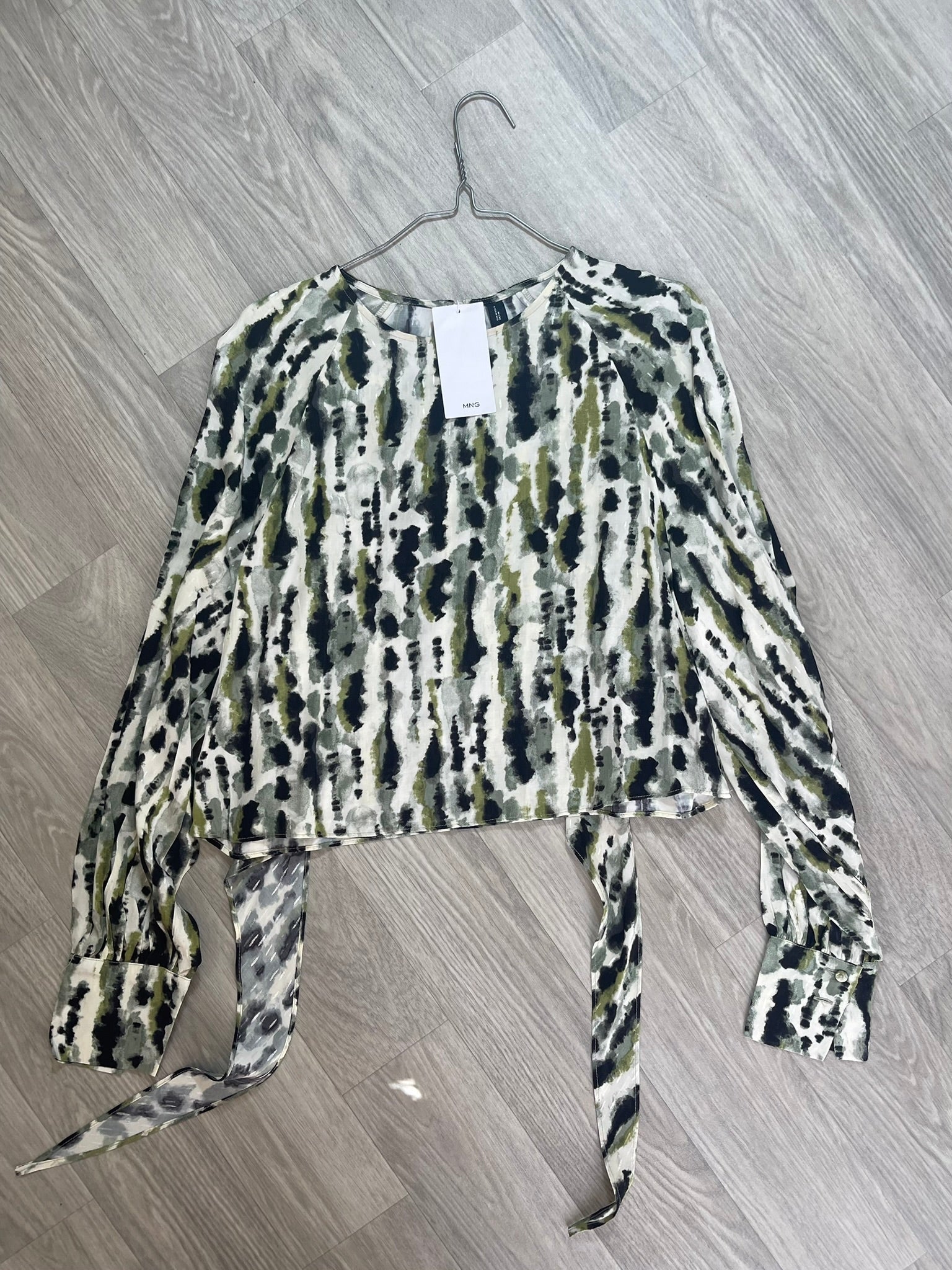 Blouse tie-dye kaki à liens MNG