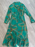 Robe chemise verte imprimé chaînes