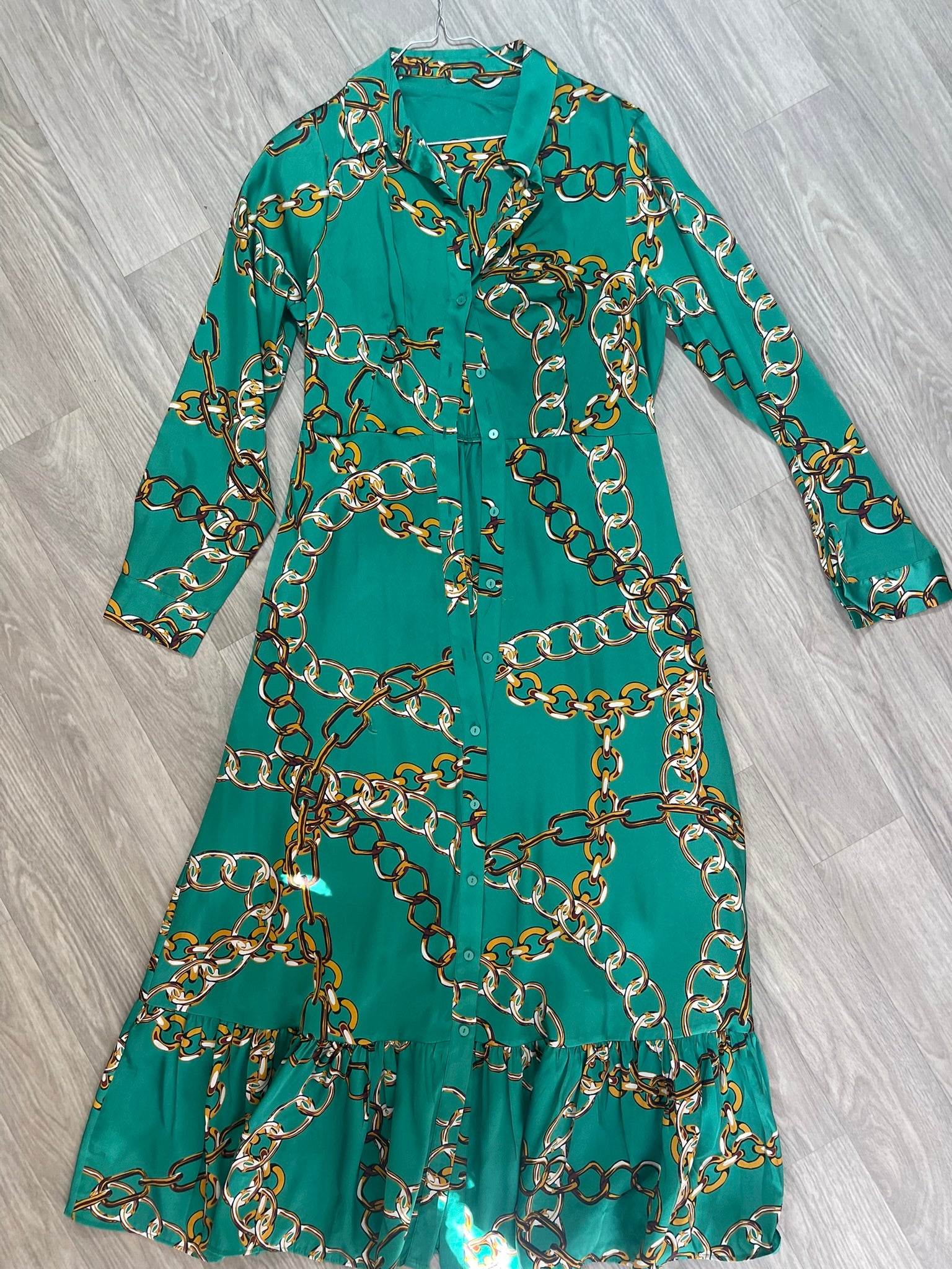 Robe chemise verte imprimé chaînes