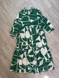 Robe chemise verte motif géométrique Zara
