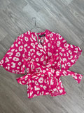 Blouse portefeuille imprimé léopard rose Girl In Mind