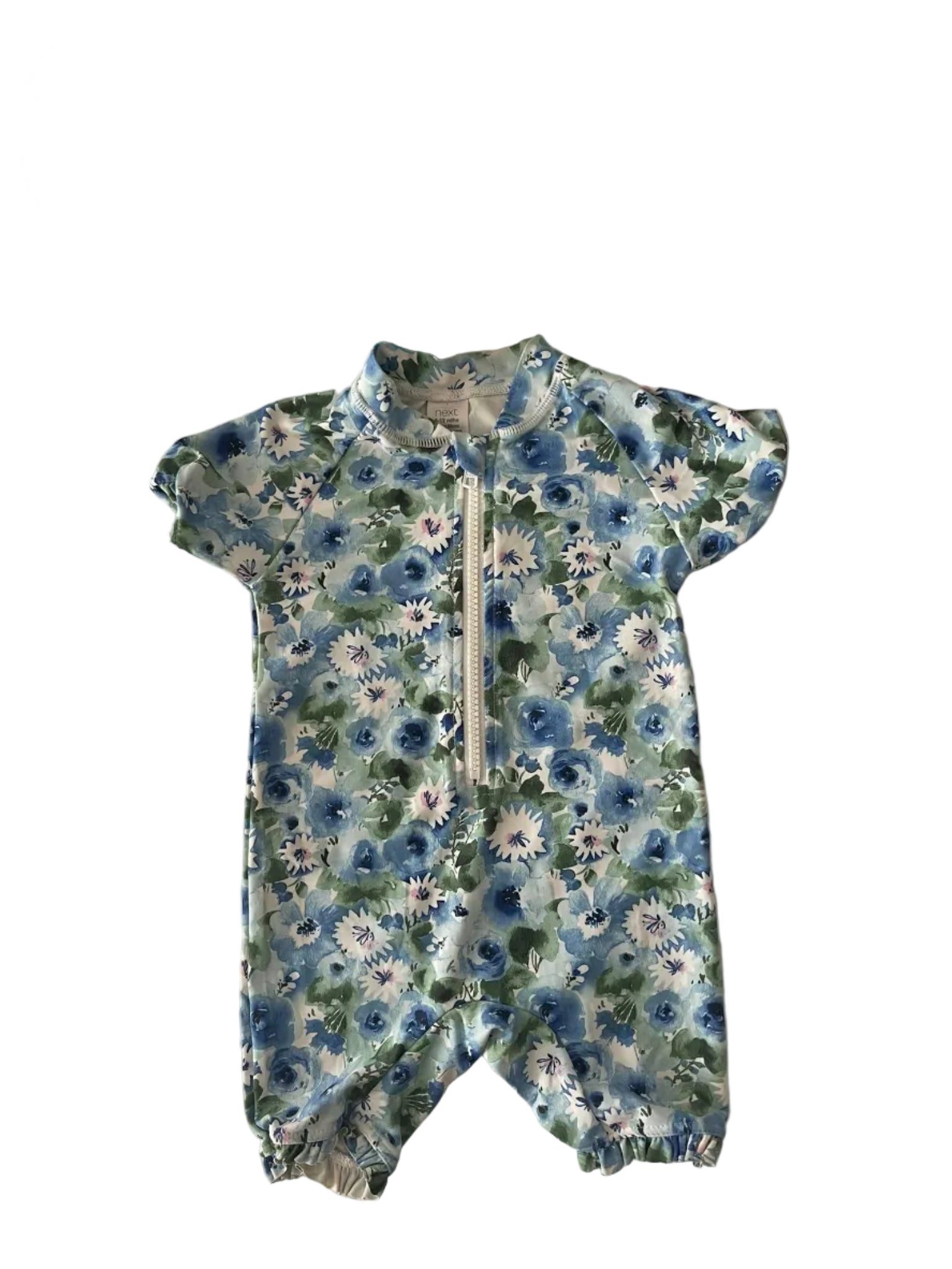 Combinaison de bain bébé Next motif fleuri bleu 9-12 mois