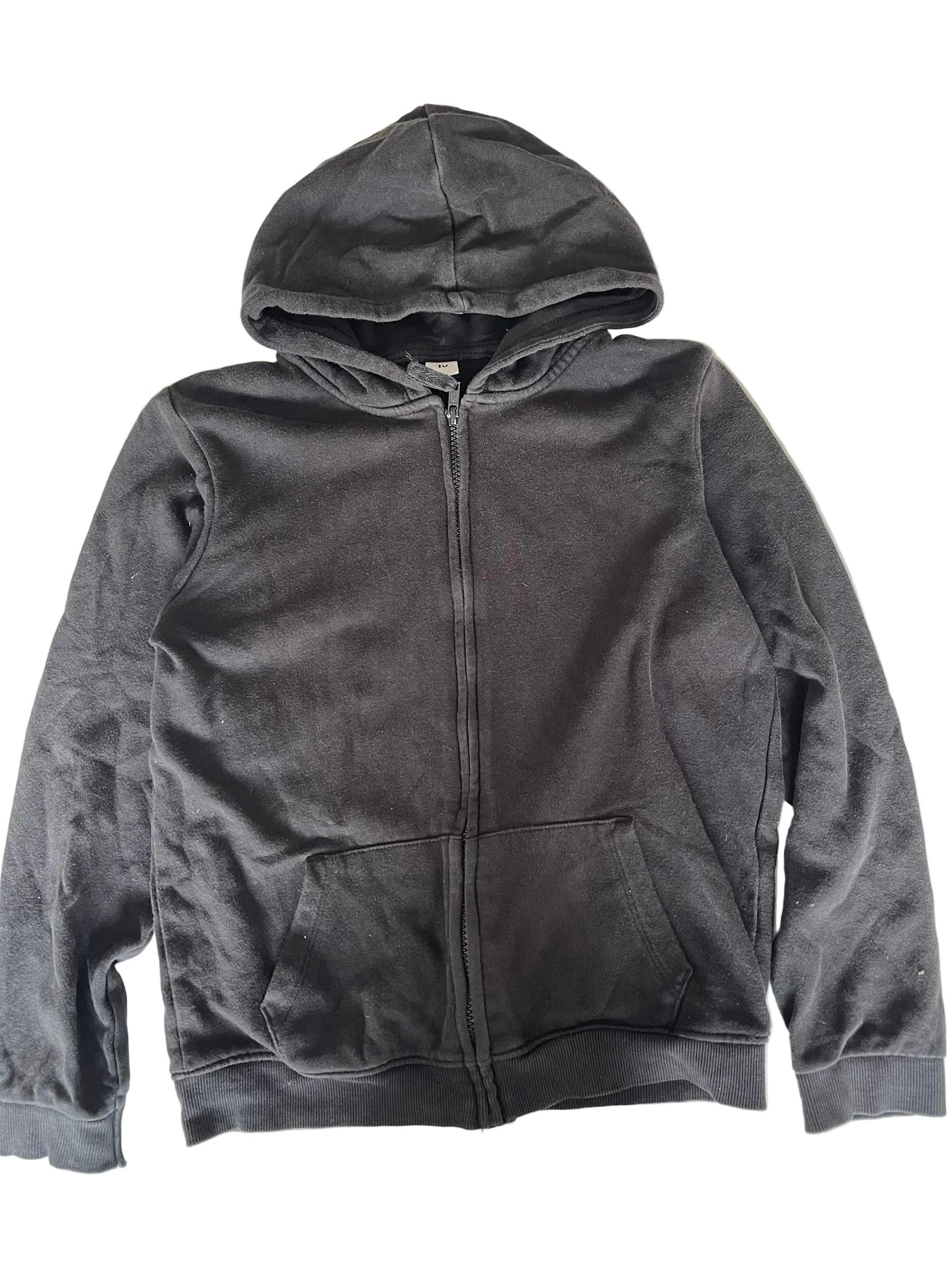 Sweat zippé à capuche garçon – Gris anthracite velours