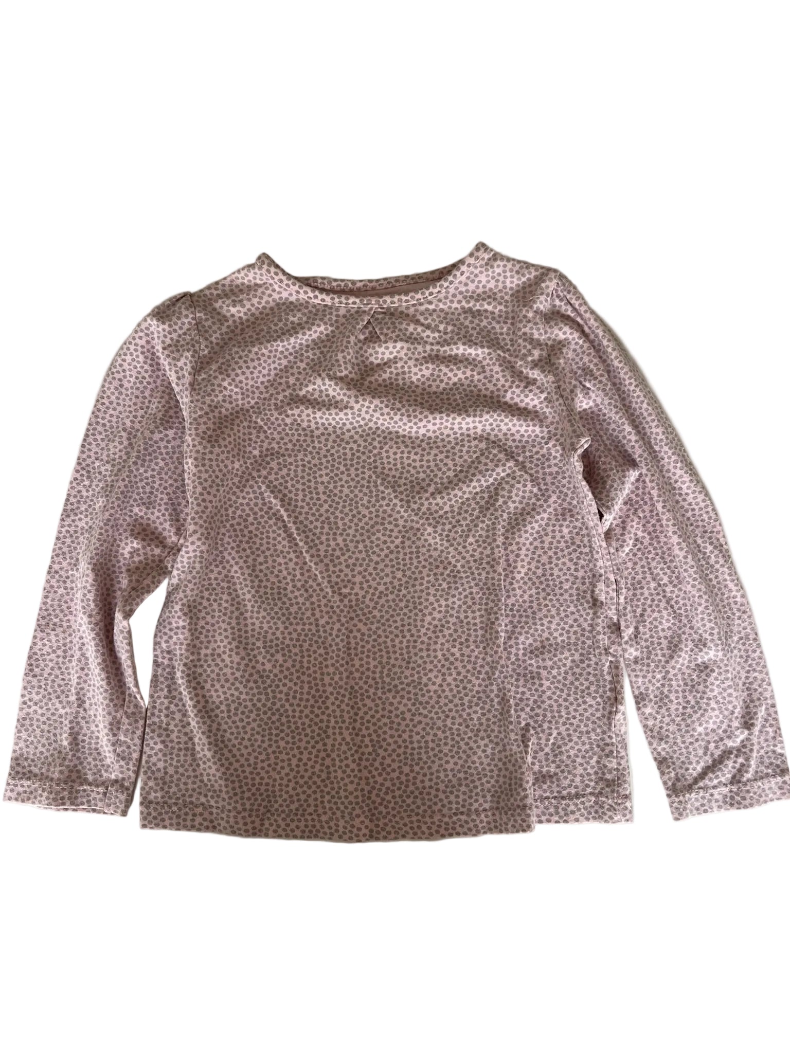 T-shirt manches longues fille imprimé pois – Rose poudre