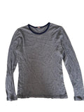 T-shirt thermique à fines rayures bleu/blanc