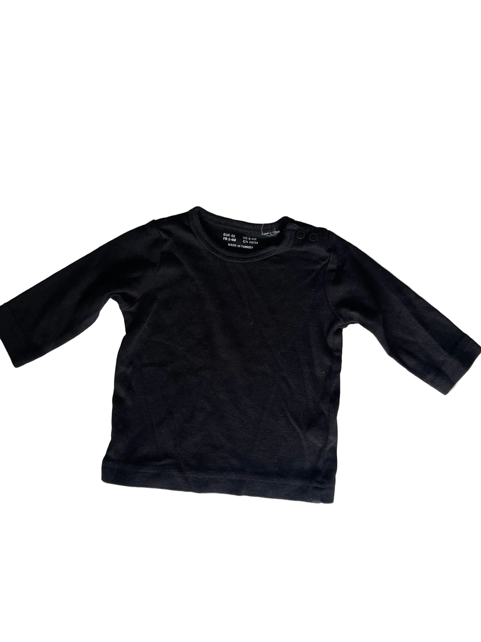 T-shirt manches longues bébé velours – Noir uni