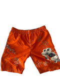 Short de bain bermuda orange à motifs hibiscus 10-12 ans