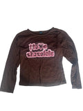 T-shirt velours fille TU – Marron chocolat « I Love Chocolate »