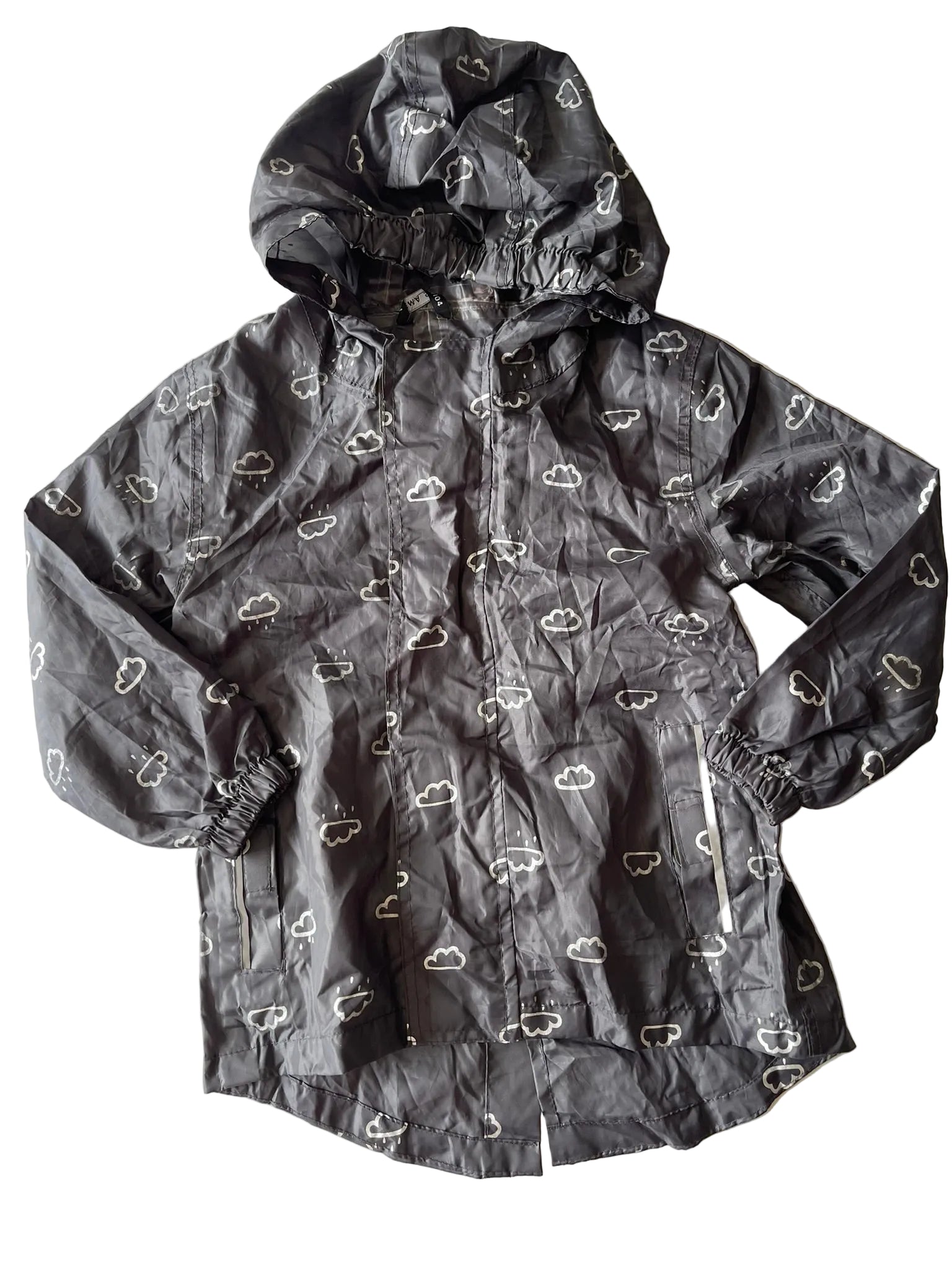 Coupe-vent à capuche imprimé nuages enfant – Gris