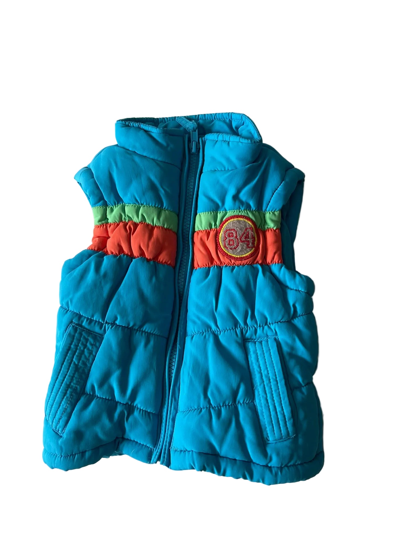 Doudoune sans manches enfant – Bleu turquoise patch 84