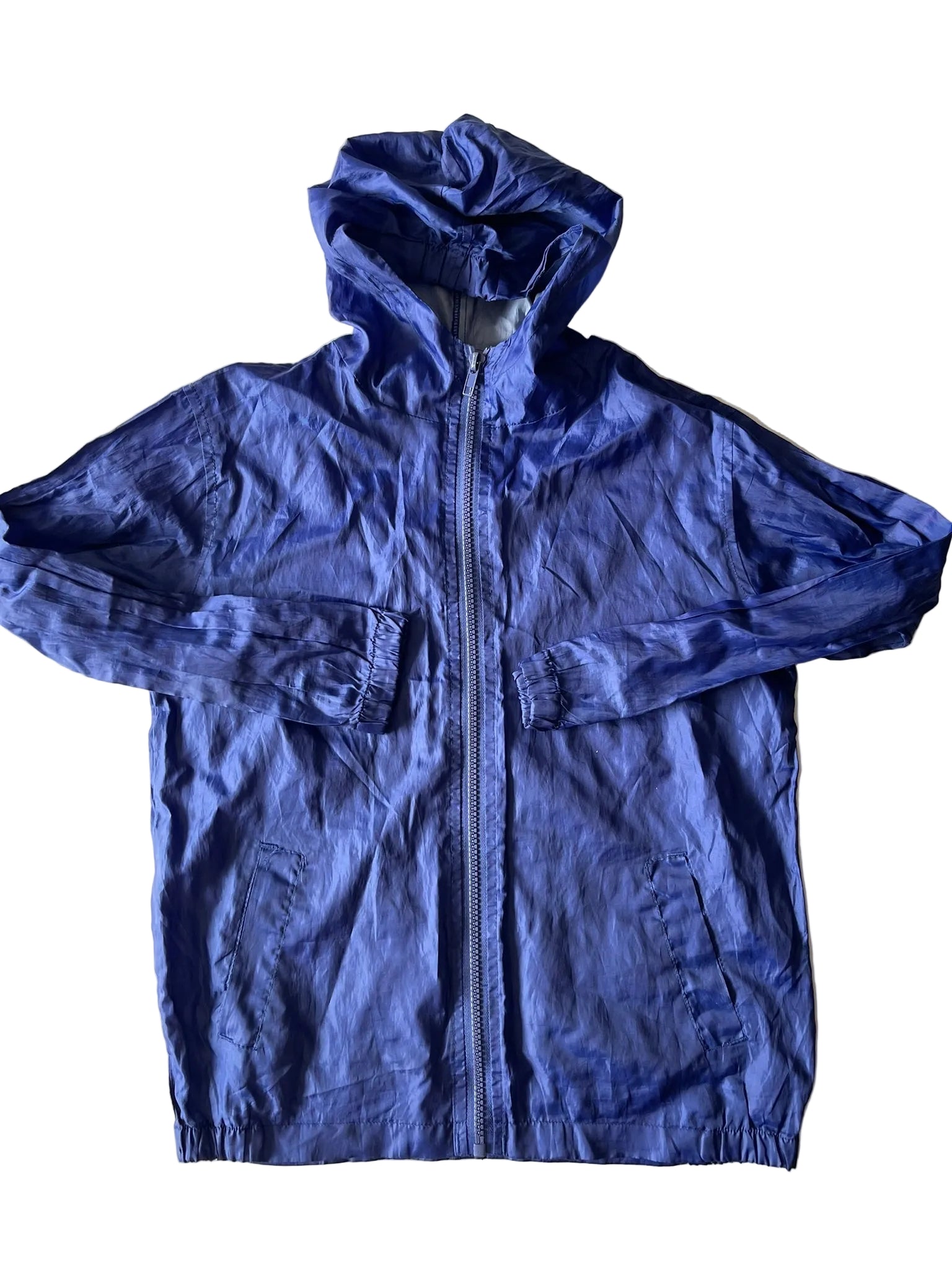 Coupe-vent à capuche enfant – Bleu cobalt uni