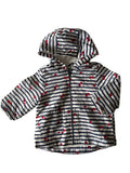Coupe-vent à capuche bébé fille – Blanc rayé cerises