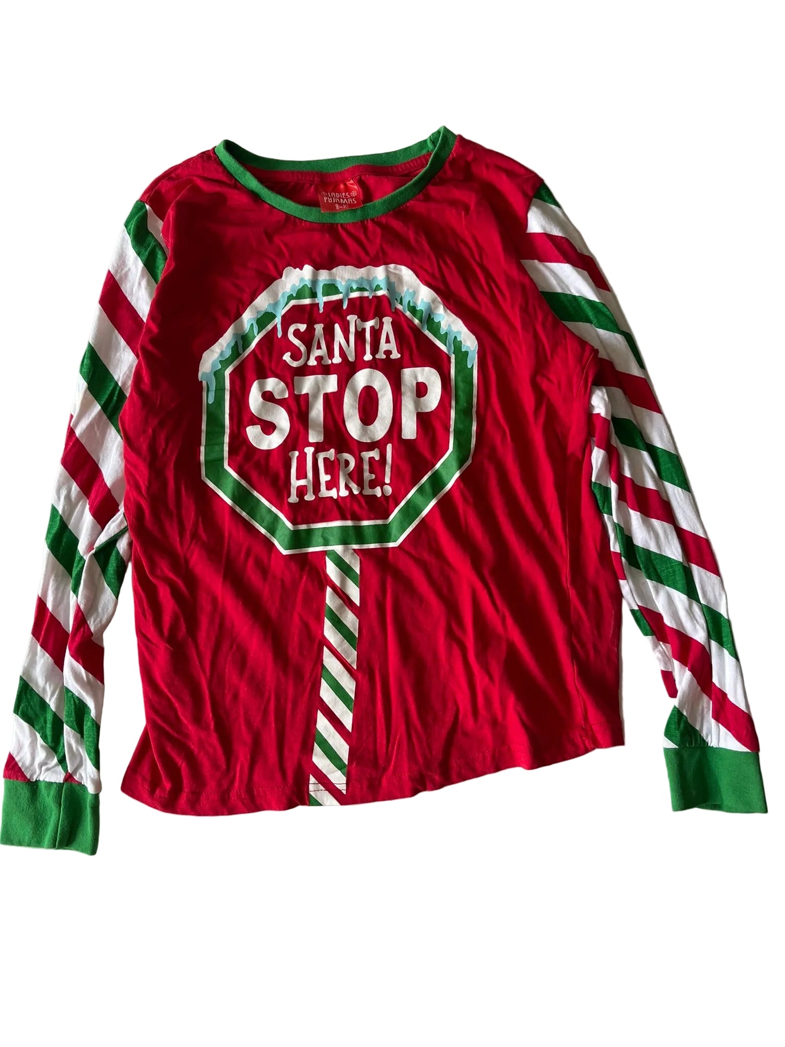 T-shirt de Noël enfant « Santa Stop Here » – Rouge