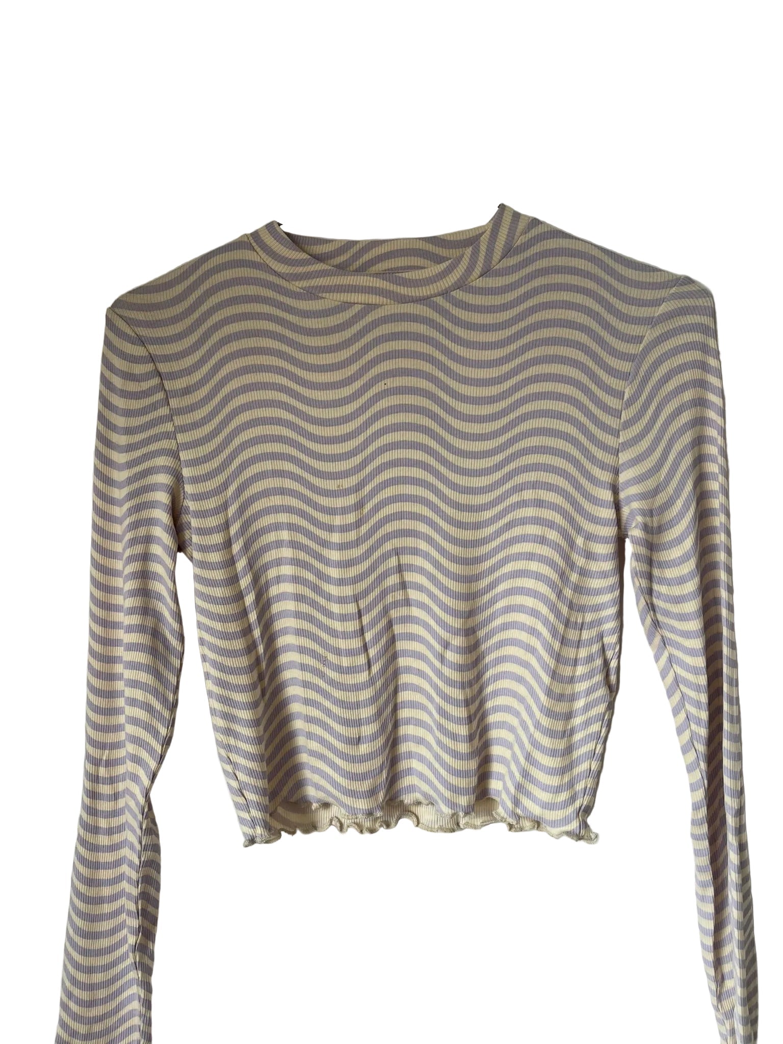 Top manches longues fille – Lilas rayures ondulées
