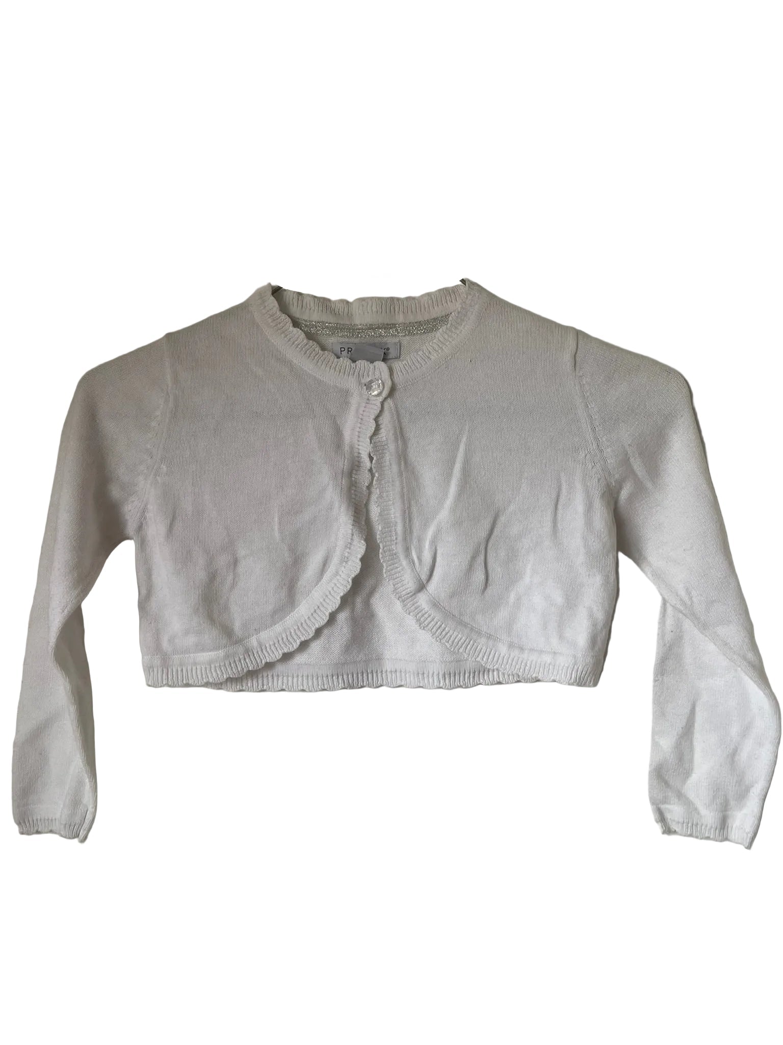 Boléro cardigan fille – Blanc avec strass