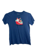 T-shirt de Noël Anko garçon – Bleu Père Noël traîneau