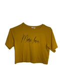 T-shirt crop fille « More Love » – Jaune moutarde
