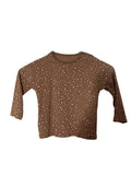 T-shirt manches longues bébé – Marron pois blancs