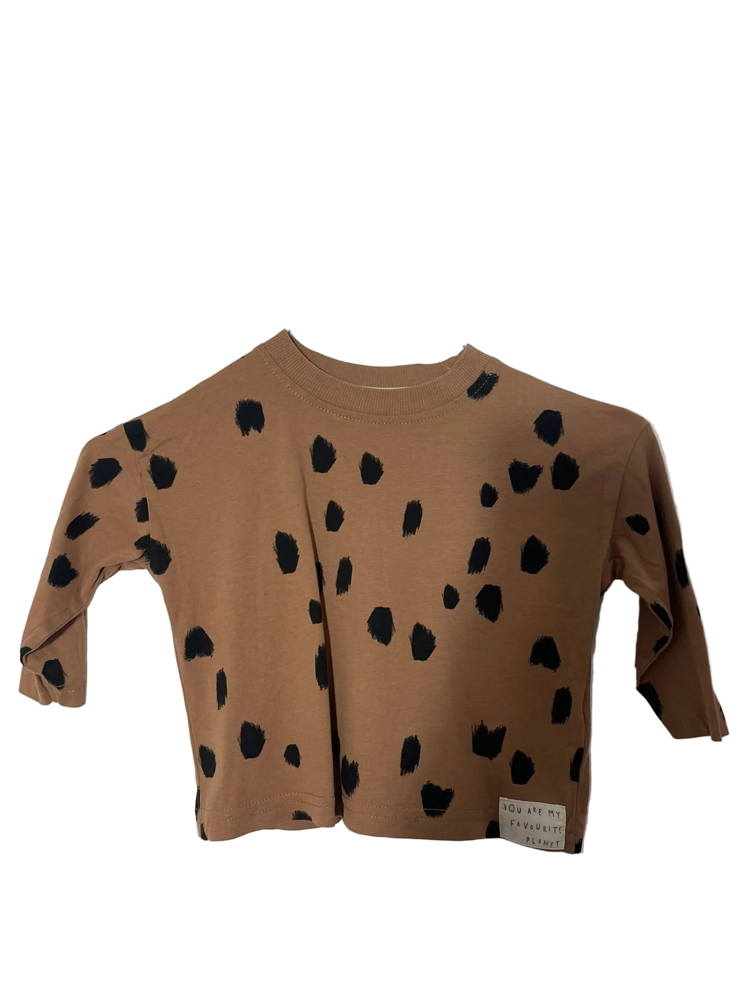T-shirt manches longues bébé « My Favourite Planet » – Marron léopard