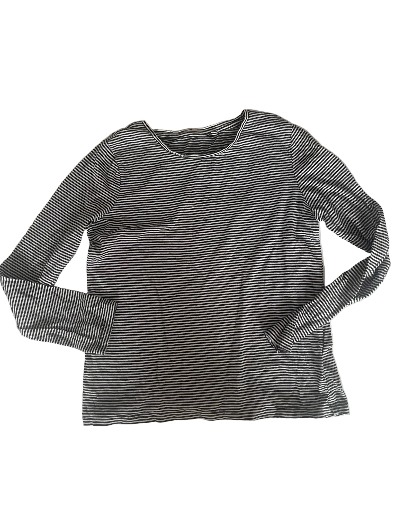 T-shirt manches longues enfant – Blanc et noir rayures fines