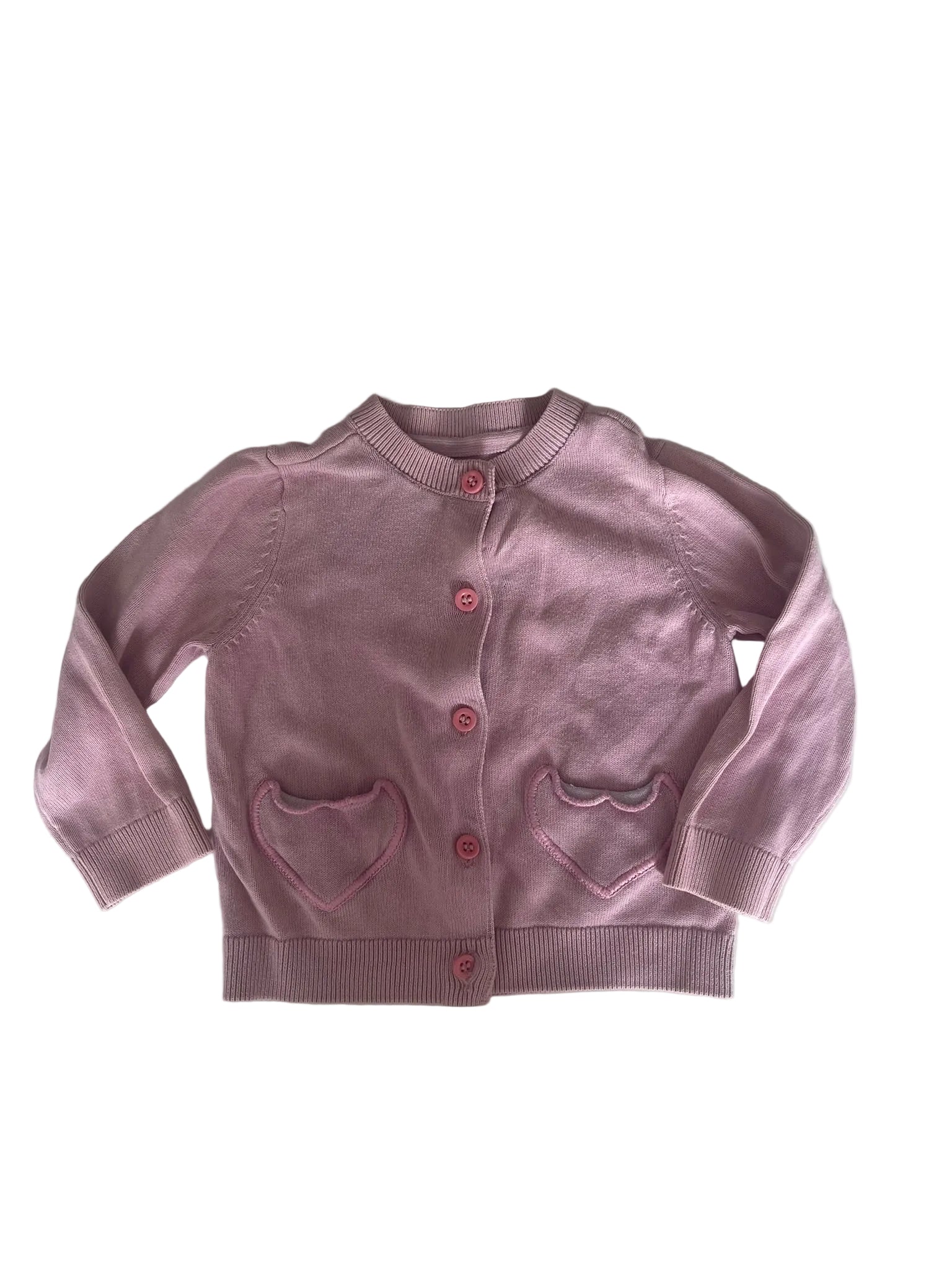 Cardigan tricot bébé fille – Rose poudre cœurs