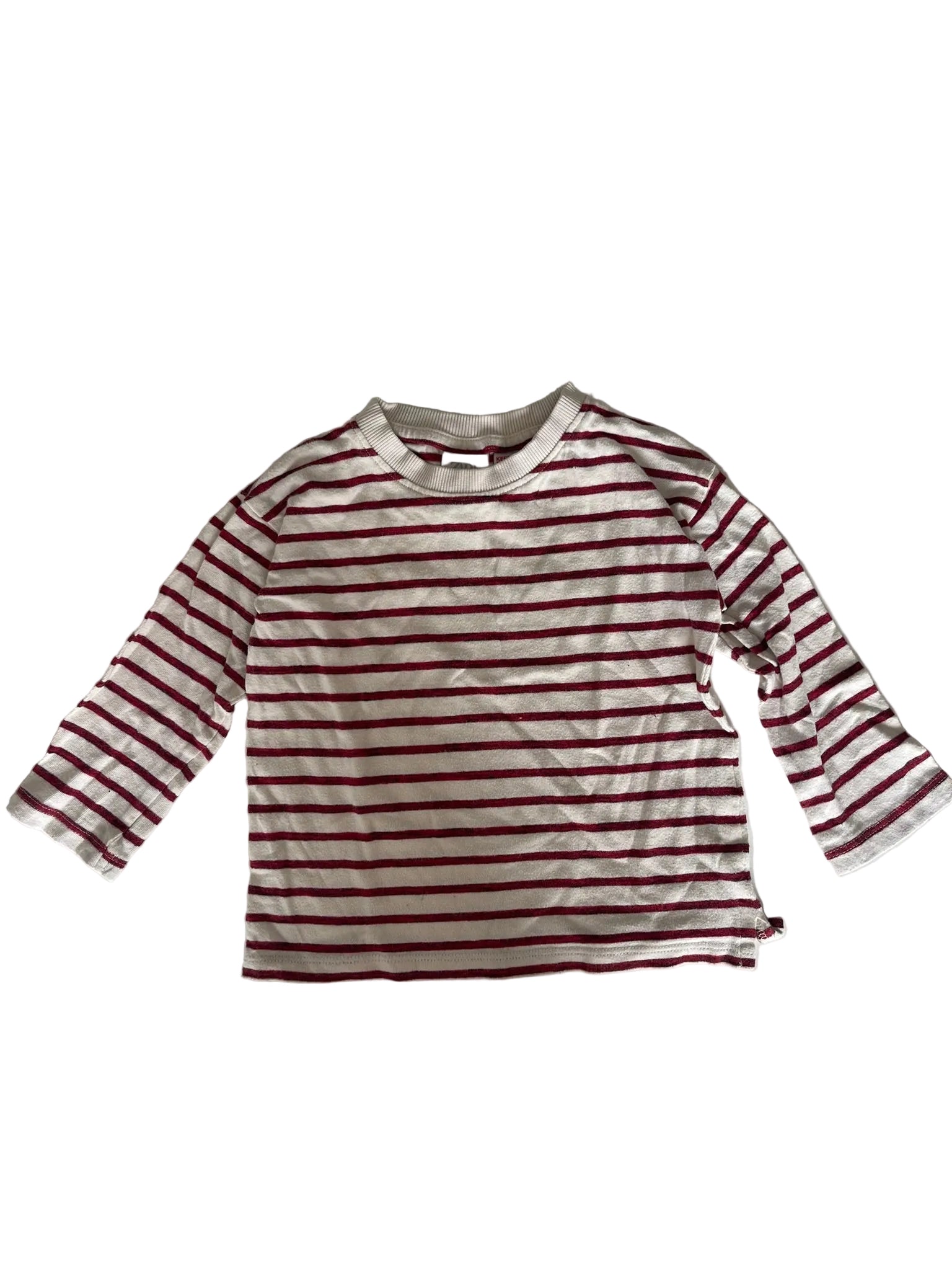 T-shirt marinière manches longues bébé – Blanc & bordeaux