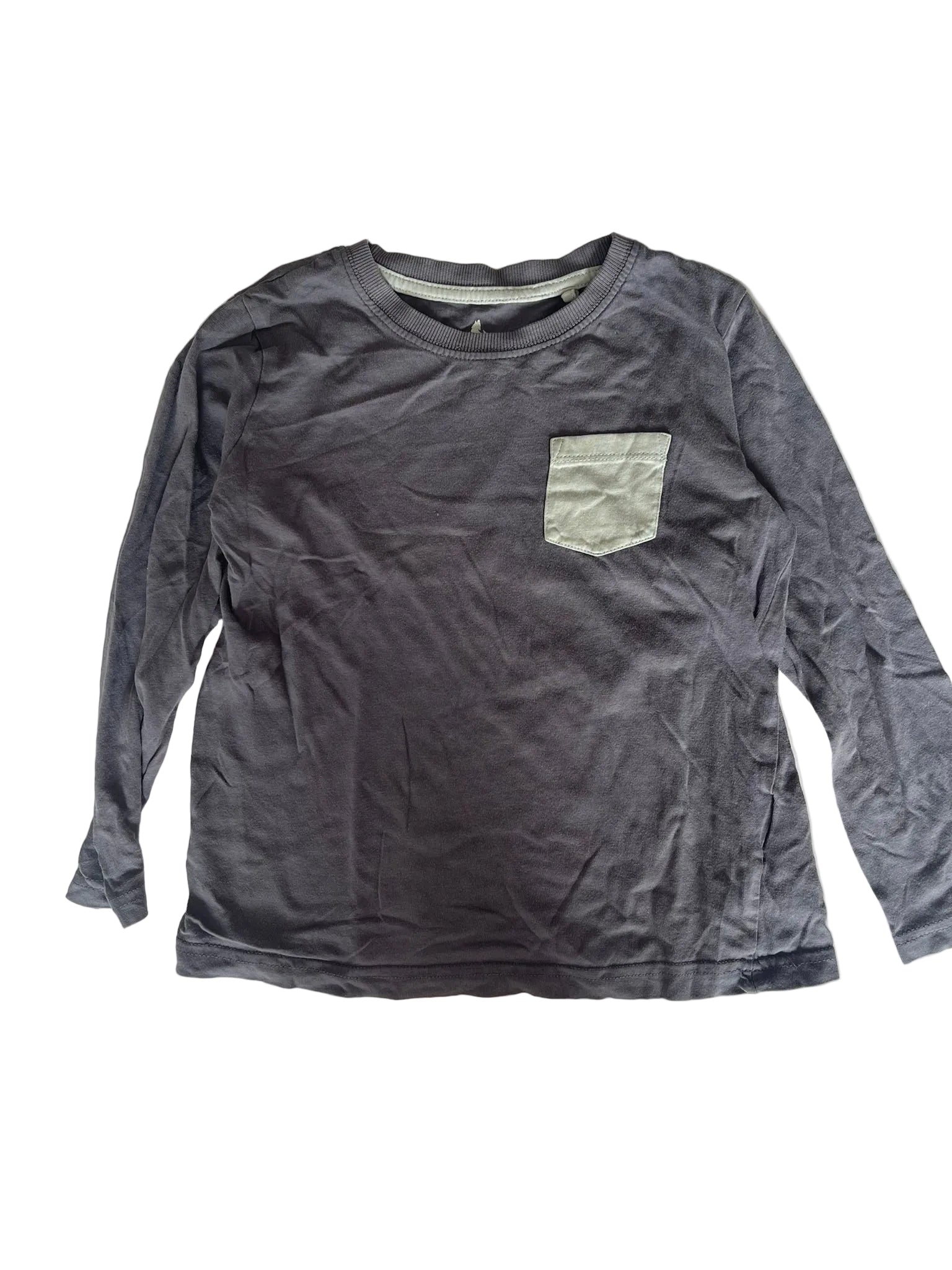 T-shirt manches longues enfant – Gris ardoise poche